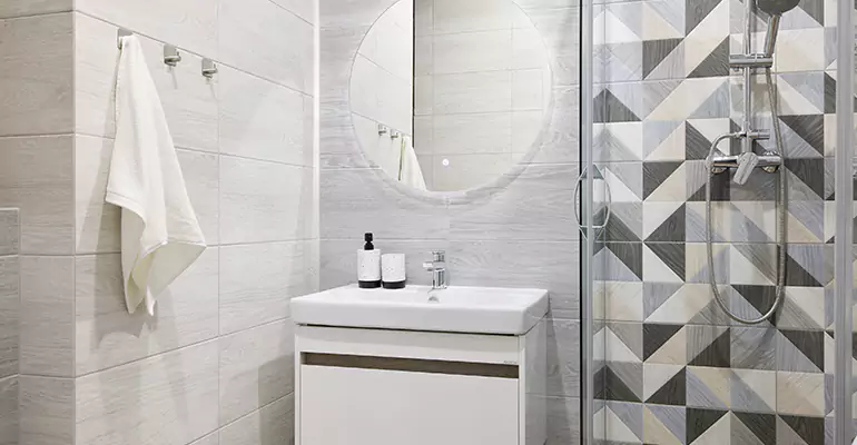 Modern Small Bathroom Walk-In Shower Remodel in Cadiz